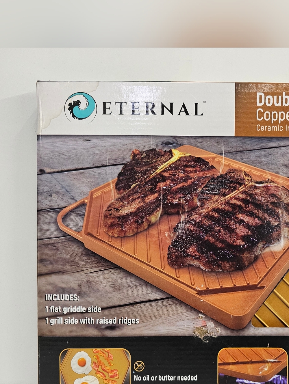 Eternal Double Sided Copper Griddle 11", Reversible, Indoor & Outdoor Cooking